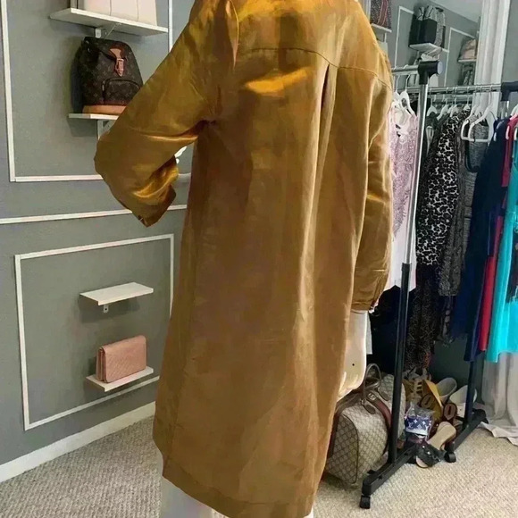 J. CREW Womens Dress Silk ROSIE Tunic 3/4 Sleeve Gold Color Size M. D10 - Picture 9 of 9